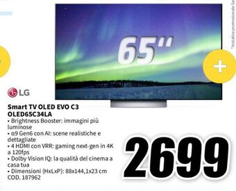 MediaWorld LG Smart TV OLED EVO C3 OLED65C34LA offerta
