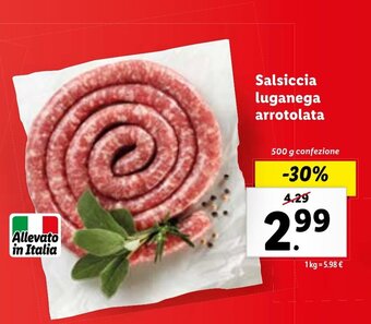 Salsiccia luganega arrotolata 500 g confezione