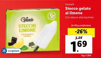 Lidl Gelatelli Stecco gelato al limone 6x 83 g confezione offerta