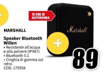 MediaWorld MARSHALL Speaker Bluetooth Willen offerta