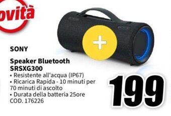 MediaWorld SONY Speaker Bluetooth SRSXG300 offerta