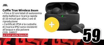MediaWorld JBL Cuffie True Wireless Beam offerta