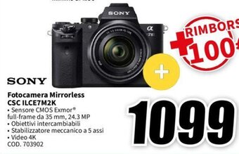 MediaWorld SONY Fotocamera Mirrorless CSC ILCE7M2K offerta