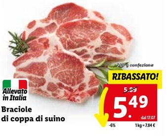 Lidl Braciole di coppa di suino 700g confezione ! offerta