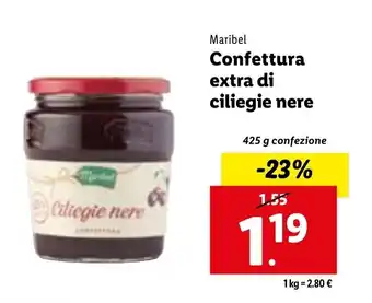 Lidl Maribel Confettura extra di ciliegie nere 425 g confezione offerta