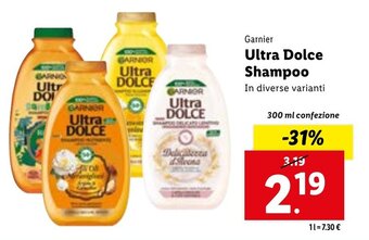 Lidl Garnier Ultra Dolce Shampoo 300 ml confezione offerta