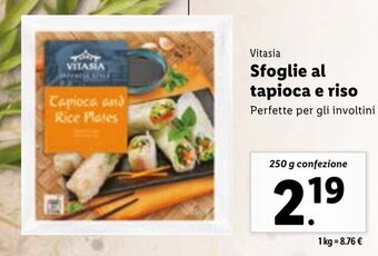 Lidl Vitasia Sfoglie al tapioca e riso 250 g confezione offerta