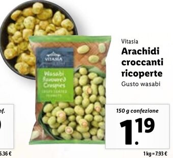 Lidl Vitasia Arachidi croccanti ricoperte 150 g confezione offerta