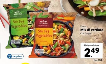 Lidl Vitasia Mix di verdure Con funghi 600 g confezione offerta