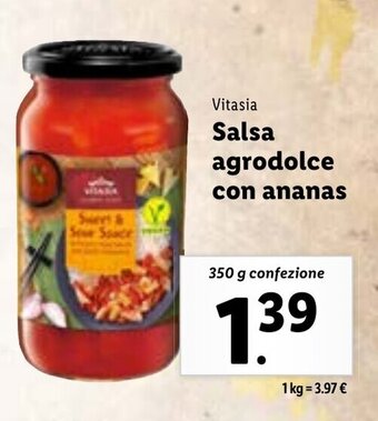 Lidl Vitasia Salsa agrodolce con ananas 350 g confezione offerta