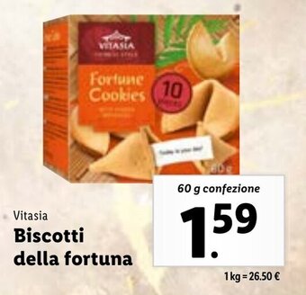 Lidl Vitasia Biscotti della fortuna 60 g confezione offerta