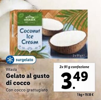 Lidl Vitasia Gelato al gusto di cocco 2x 91 g confezione offerta