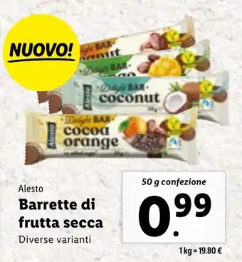 Lidl Alesto Barrette di frutta secca 50 g confezione offerta