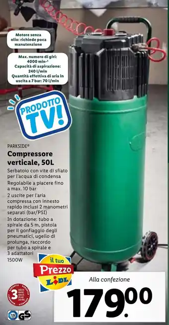 PARKSIDEⓇ Compressore verticale, 50L