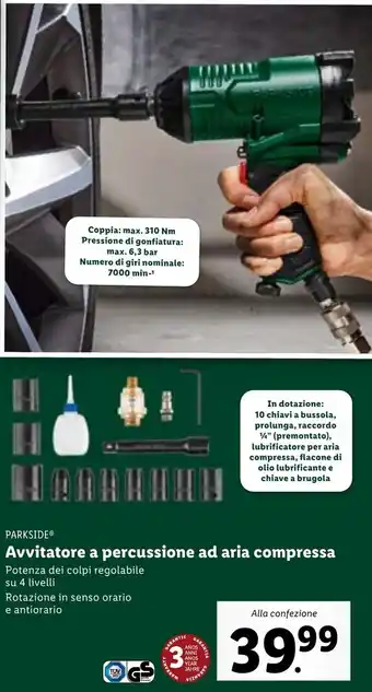 Lidl PARKSIDEⓇ Avvitatore a percussione ad aria compressa offerta