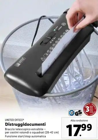Lidl UNITED OFFICEⓇ Distruggidocumenti offerta