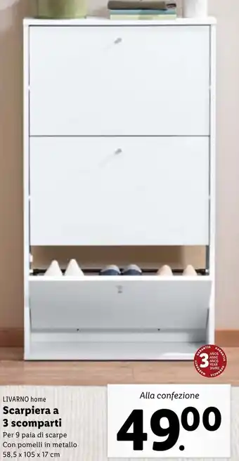 Lidl LIVARNO home Scarpiera a 3 scomparti offerta
