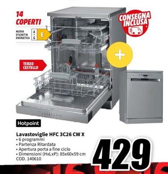 MediaWorld Hotpoint Lavastoviglie HFC 3C26 CW X offerta