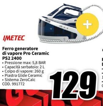 MediaWorld IMETEC Ferro generatore di vapore Pro Ceramic PS2 2400 offerta