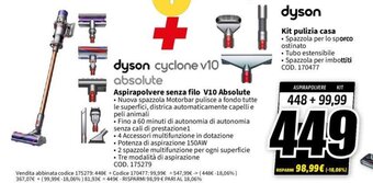 MediaWorld dyson Aspirapolvere senza filo V10 Absolute offerta