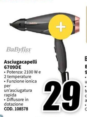 MediaWorld BaByliss Asciugacapelli 6709DE offerta