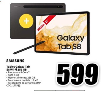 MediaWorld SAMSUNG Tablet Galaxy Tab S8 Wi-Fi 256 GB offerta