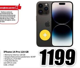 MediaWorld iPhone 14 Pro 128 GB offerta