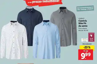 Lidl LIVERGYⓇ Camicia Slim Fit da uomo 40-44 offerta