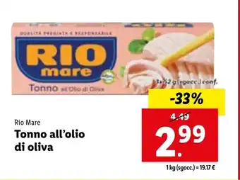 Lidl Rio Mare Tonno all'olio di oliva offerta