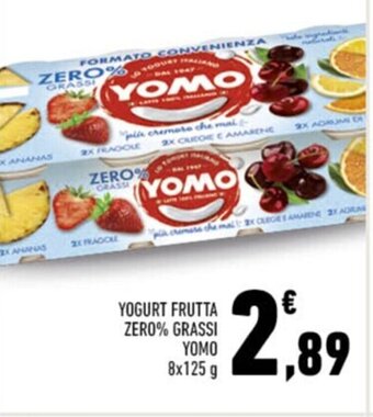 Conad YOGURT FRUTTA ZERO% GRASSI YOMO 8x125 g offerta