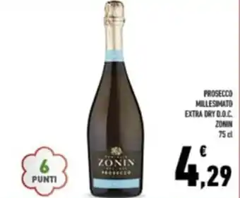 Conad PROSECCO MILLESIMATO EXTRA DRY D.O.C. ZONIN 75 ml offerta