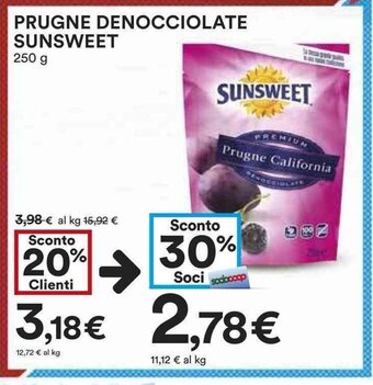 Coop PRUGNE DENOCCIOLATE SUNSWEET 250 g offerta