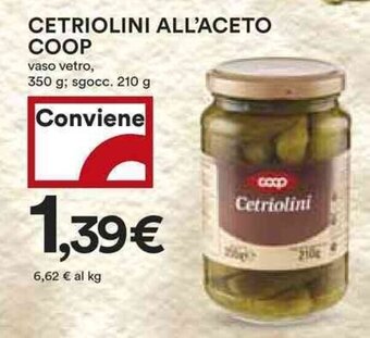 CETRIOLINI ALL'ACETO COOP 350 g; sgocc. 210 g