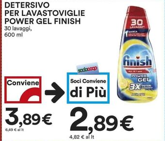 Coop DETERSIVO PER LAVASTOVIGLIE POWER GEL FINISH 30 lavaggi, 600 ml offerta