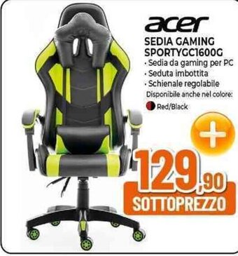 Expert acer SEDIA GAMING SPORTYGC1600G offerta
