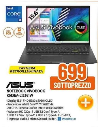 Expert ASUS NOTEBOOK VIVOBOOK K513EA-L13361W offerta