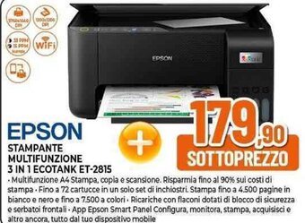 EPSON STAMPANTE MULTIFUNZIONE 3 IN 1 ECOTANK ET-2815