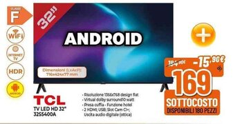 Expert TCL TV LED HD 32" 32S5400A offerta