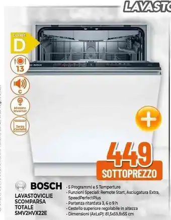 Expert BOSCH LAVASTOVIGLIE SCOMPARSA TOTALE SMV2HVX22E offerta