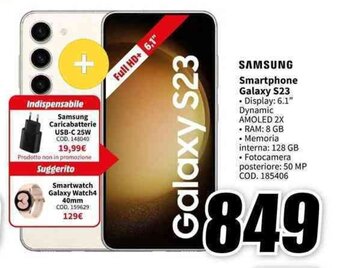 MediaWorld SAMSUNG Smartphone Galaxy S23 offerta