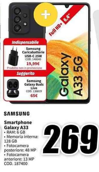 MediaWorld SAMSUNG Smartphone Galaxy A33 offerta