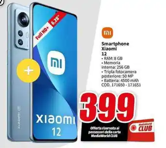 MediaWorld Smartphone Xiaomi 12 offerta