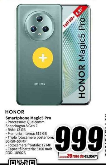 MediaWorld Honor Smartphone Magic5 Pro offerta