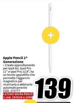 MediaWorld Apple Pencil 2^ Generazione offerta