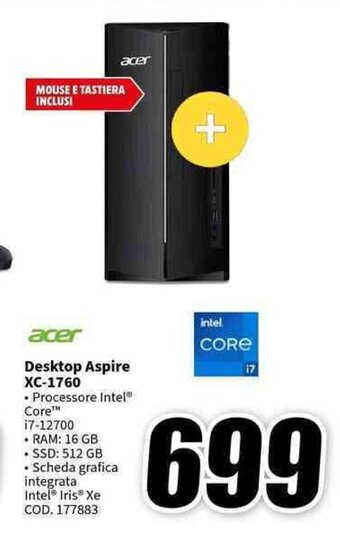 MediaWorld acer Desktop Aspire XC-1760 offerta