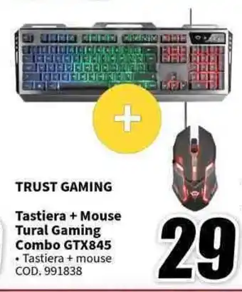 MediaWorld TRUST GAMING Tastiera + Mouse Tural Gaming Combo GTX845 offerta
