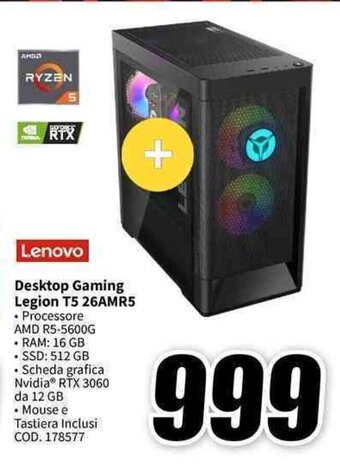 MediaWorld Lenovo Desktop Gaming Legion T5 26AMR5 offerta
