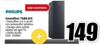 MediaWorld PHILIPS Soundbar TAB6305 offerta