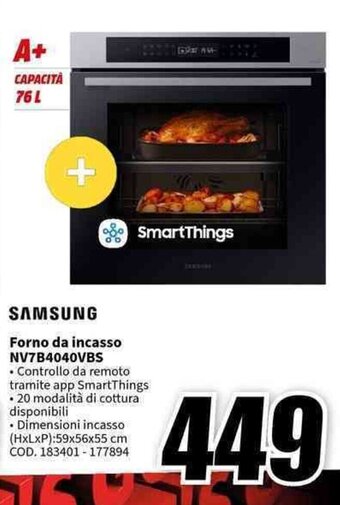 MediaWorld SAMSUNG Forno da incasso NV7B4040VBS offerta