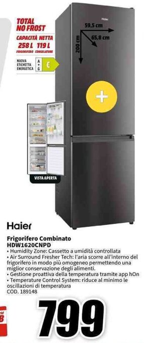 MediaWorld Haier Frigorifero Combinato HDW1620CNPD offerta